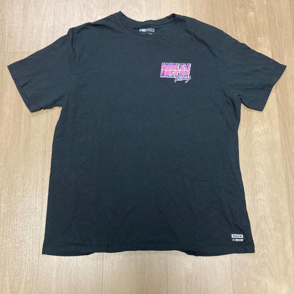 Hurley NASCAR Racing Graphic T Shirt Mens XL Black Pink Purple Car Double Sided